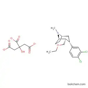 Molecular Structure of 195875-86-6 (8-Azabicyclo[3.2.1]octane,
3-(3,4-dichlorophenyl)-2-(ethoxymethyl)-8-methyl-, (1R,2R,3S,5S)-,
2-hydroxy-1,2,3-propanetricarboxylate)