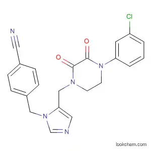 Molecular Structure of 197912-91-7 (Benzonitrile,
4-[[5-[[4-(3-chlorophenyl)-2,3-dioxo-1-piperazinyl]methyl]-1H-imidazol-1
-yl]methyl]-)