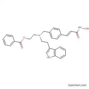 Molecular Structure of 404949-46-8 (2-Propenamide,
3-[4-[[[2-(benzoyloxy)ethyl][2-(1H-indol-3-yl)ethyl]amino]methyl]phenyl]-N
-hydroxy-, (2E)-)