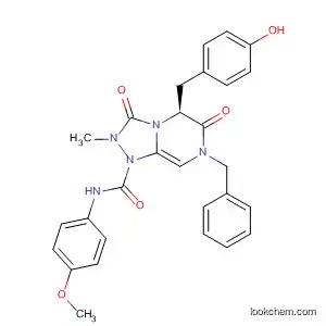 Molecular Structure of 512854-73-8 (1,2,4-Triazolo[4,3-a]pyrazine-1(5H)-carboxamide,
hexahydro-5-[(4-hydroxyphenyl)methyl]-N-(4-methoxyphenyl)-2-methyl-3,
6-dioxo-7-(phenylmethyl)-, (5S)-)