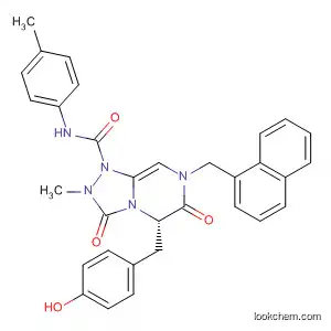 Molecular Structure of 512854-83-0 (1,2,4-Triazolo[4,3-a]pyrazine-1(5H)-carboxamide,
hexahydro-5-[(4-hydroxyphenyl)methyl]-2-methyl-N-(4-methylphenyl)-7-(
1-naphthalenylmethyl)-3,6-dioxo-, (5S)-)