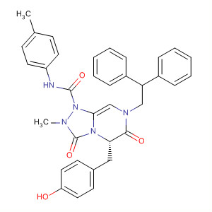 1,2,4-Triazolo[4,3-a]pyrazine-1(5H)-carboxamide,  7-(2,2-diphenylethyl)hexahydro-5-[(4-hydroxyphenyl)methyl]-2-methyl-N-  (4-methylphenyl)-3,6-dioxo-, (5S)-