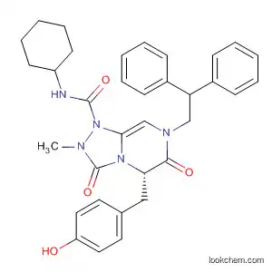 Molecular Structure of 512855-47-9 (1,2,4-Triazolo[4,3-a]pyrazine-1(5H)-carboxamide,
N-cyclohexyl-7-(2,2-diphenylethyl)hexahydro-5-[(4-hydroxyphenyl)methyl
]-2-methyl-3,6-dioxo-, (5S)-)