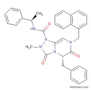 Molecular Structure of 512855-57-1 (1,2,4-Triazolo[4,3-a]pyrazine-1(5H)-carboxamide,
hexahydro-2-methyl-7-(1-naphthalenylmethyl)-3,6-dioxo-N-[(1R)-1-phen
ylethyl]-5-(phenylmethyl)-, (5S)-)
