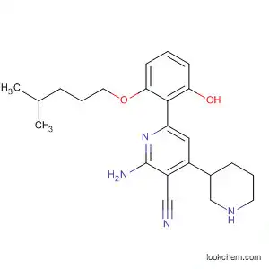 Molecular Structure of 777846-68-1 (3-Pyridinecarbonitrile,
2-amino-6-[2-hydroxy-6-[(4-methylpentyl)oxy]phenyl]-4-(3-piperidinyl)-)
