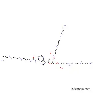 Molecular Structure of 791064-45-4 (Adenosine,
N-[[[3-[[4-[(3-aminopropyl)amino]butyl]amino]propyl]amino]carbonyl]-2'-
deoxy-,
3',5'-bis[[3-[[4-[(3-aminopropyl)amino]butyl]amino]propyl]carbamate])