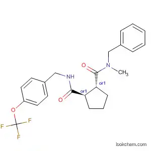 Molecular Structure of 880476-44-8 (1,2-Cyclopentanedicarboxamide,
N-methyl-N-(phenylmethyl)-N'-[[4-(trifluoromethoxy)phenyl]methyl]-,
(1R,2R)-rel-)
