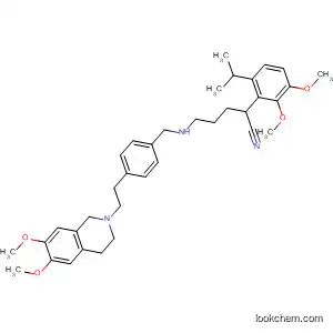 Molecular Structure of 880872-65-1 (Benzeneacetonitrile,
a-[3-[[[4-[2-(3,4-dihydro-6,7-dimethoxy-2(1H)-isoquinolinyl)ethyl]phenyl]
methyl]amino]propyl]-3,4-dimethoxy-a-(1-methylethyl)-)