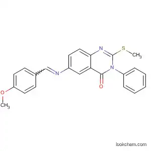 Molecular Structure of 897631-28-6 (4(3H)-Quinazolinone,
6-[[(4-methoxyphenyl)methylene]amino]-2-(methylthio)-3-phenyl-)