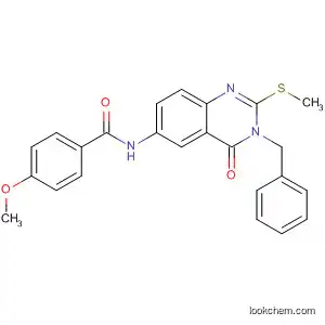 Molecular Structure of 897631-65-1 (Benzamide,
N-[3,4-dihydro-2-(methylthio)-4-oxo-3-(phenylmethyl)-6-quinazolinyl]-4-
methoxy-)