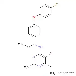 Molecular Structure of 921604-63-9 (4-Pyrimidinamine,
5-bromo-6-ethyl-N-[1-[4-(4-fluorophenoxy)phenyl]propyl]-2-methyl-)