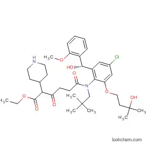 Molecular Structure of 922161-85-1 (4-Piperidineacetic acid,
1-[4-[[4-chloro-2-[(S)-hydroxy(2-methoxyphenyl)methyl]-6-(3-hydroxy-3-
methylbutoxy)phenyl](2,2-dimethylpropyl)amino]-1,4-dioxobutyl]-, ethyl
ester)