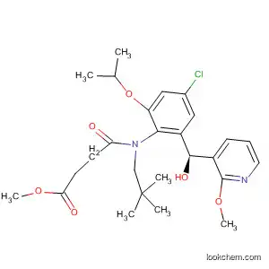 Molecular Structure of 922161-94-2 (Butanoic acid,
4-[[4-chloro-2-[(S)-hydroxy(2-methoxy-3-pyridinyl)methyl]-6-(1-methyleth
oxy)phenyl](2,2-dimethylpropyl)amino]-4-oxo-, methyl ester)