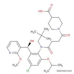 Molecular Structure of 922161-99-7 (4-Piperidinecarboxylic acid,
1-[4-[[4-chloro-2-[(S)-hydroxy(2-methoxy-3-pyridinyl)methyl]-6-(1-methyl
ethoxy)phenyl](2,2-dimethylpropyl)amino]-1,4-dioxobutyl]-)