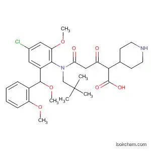 Molecular Structure of 922162-37-6 (4-Piperidineacetic acid,
1-[3-[[4-chloro-2-methoxy-6-[methoxy(2-methoxyphenyl)methyl]phenyl](2
,2-dimethylpropyl)amino]-1,3-dioxopropyl]-)