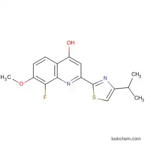 Molecular Structure of 923604-71-1 (4-Quinolinol, 8-fluoro-7-methoxy-2-[4-(1-methylethyl)-2-thiazolyl]-)
