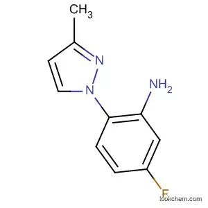 Molecular Structure of 923945-91-9 (Benzenamine, 5-fluoro-2-(3-methyl-1H-pyrazol-1-yl)-)