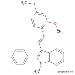Molecular Structure of 66727-57-9 (Benzenamine,
2,4-dimethoxy-N-[(1-methyl-2-phenyl-1H-indol-3-yl)methylene]-)
