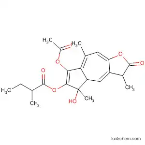 Molecular Structure of 98094-04-3 (Butanoic acid, 2-methyl-,
7-(acetyloxy)dodecahydro-5-hydroxy-3,5,8-trimethyl-2-oxoazuleno[6,5-b
]furan-6-yl ester)