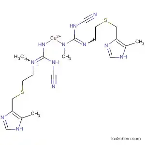 Molecular Structure of 102349-78-0 (Copper(2+),
bis[N-cyano-N'-methyl-N''-[2-[[(5-methyl-1H-imidazol-4-yl)methyl]thio]eth
yl]guanidine]-)