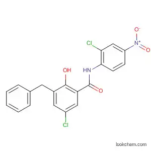 Molecular Structure of 115868-95-6 (Benzamide,
5-chloro-N-(2-chloro-4-nitrophenyl)-2-hydroxy-3-(phenylmethyl)-)