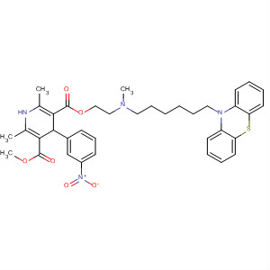 Molecular Structure of 116308-72-6 (3,5-Pyridinedicarboxylic acid,
1,4-dihydro-2,6-dimethyl-4-(3-nitrophenyl)-, methyl
2-[methyl[6-(10H-phenothiazin-10-yl)hexyl]amino]ethyl ester)