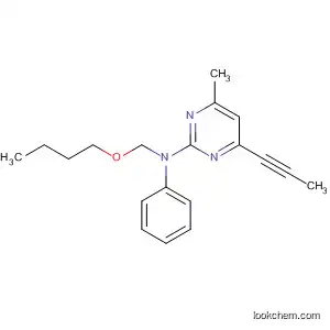Molecular Structure of 116389-64-1 (2-Pyrimidinamine, N-(butoxymethyl)-4-methyl-N-phenyl-6-(1-propynyl)-)