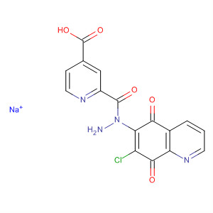 Molecular Structure of 116430-78-5 (4-Pyridinecarboxylic acid,
2-(7-chloro-5,8-dihydro-5,8-dioxo-6-quinolinyl)hydrazide, monosodium
salt)