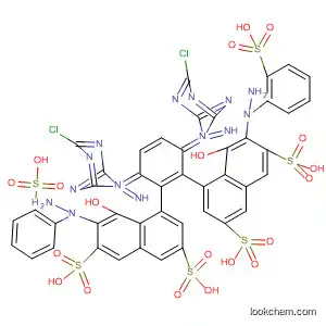 Molecular Structure of 116495-42-2 (2,7-Naphthalenedisulfonic acid,
4,4'-[1,4-phenylenebis[imino(6-chloro-1,3,5-triazine-4,2-diyl)imino]]bis[5
-hydroxy-6-[2-(2-sulfophenyl)hydrazino]-)