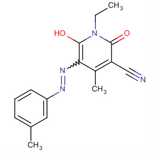 Molecular Structure of 116513-96-3 (3-Pyridinecarbonitrile,
1-ethyl-1,2-dihydro-6-hydroxy-4-methyl-5-[(3-methylphenyl)azo]-2-oxo-)