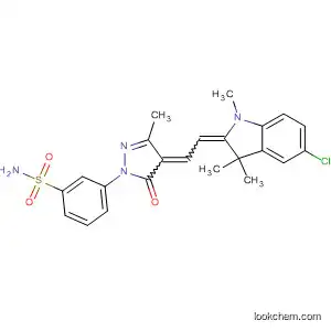 Molecular Structure of 135862-49-6 (Benzenesulfonamide,
3-[4-[(5-chloro-1,3-dihydro-1,3,3-trimethyl-2H-indol-2-ylidene)ethylidene
]-4,5-dihydro-3-methyl-5-oxo-1H-pyrazol-1-yl]-)