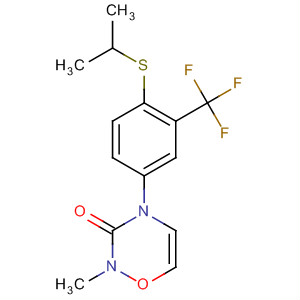 Molecular Structure of 138913-36-7 (2H-1,2,4-Oxadiazin-3(4H)-one,
dihydro-2-methyl-4-[4-[(1-methylethyl)thio]-3-(trifluoromethyl)phenyl]-)