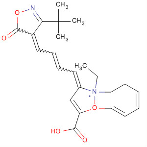 Molecular Structure of 141565-36-8 (1,2-Benzisoxazole-5-carboxylic acid,
3-[4-[3-(1,1-dimethylethyl)-5-oxo-4(5H)-isoxazolylidene]-2-butenylidene]
-2-ethyl-2,3-dihydro-)