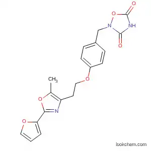 Molecular Structure of 141819-67-2 (1,2,4-Oxadiazolidine-3,5-dione,
2-[[4-[2-[2-(2-furanyl)-5-methyl-4-oxazolyl]ethoxy]phenyl]methyl]-)