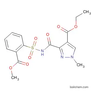 Molecular Structure of 141964-41-2 (1H-Pyrazole-4-carboxylic acid,
3-[[[[2-(methoxycarbonyl)phenyl]sulfonyl]amino]carbonyl]-1-methyl-, ethyl
ester)