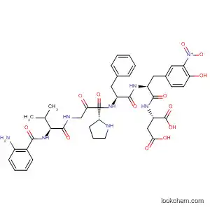 Molecular Structure of 142040-46-8 (L-Aspartic acid,
N-[N-[N-[1-[N-[N-(2-aminobenzoyl)-L-valyl]glycyl]-L-prolyl]-L-phenylalanyl]
-3-nitro-L-tyrosyl]-)