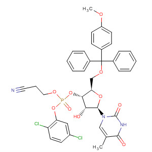 3'-Thymidylic acid, 5'-O-[(4-methoxyphenyl)diphenylmethyl]-, 2-cyanoethyl 2,5-dichlorophenyl ester