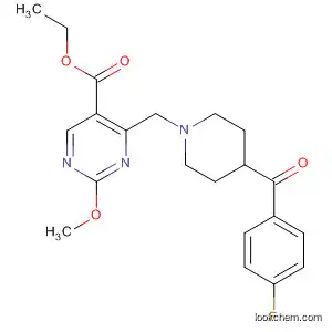 Molecular Structure of 142245-50-9 (5-Pyrimidinecarboxylic acid,
4-[[4-(4-fluorobenzoyl)-1-piperidinyl]methyl]-2-methoxy-, ethyl ester)