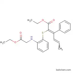 Molecular Structure of 142449-02-3 (2,4-Hexadienoic acid,
2-[[2-[(2-ethoxy-2-oxoethyl)amino]phenyl]thio]-3-phenyl-, ethyl ester,
(E,E)-)
