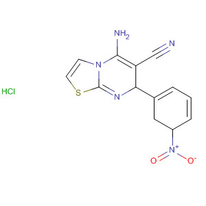 Molecular Structure of 142473-48-1 (7H-Thiazolo[3,2-a]pyrimidine-6-carbonitrile,
5-amino-2,3-dihydro-7-(3-nitrophenyl)-, monohydrochloride)