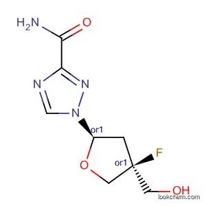Molecular Structure of 190386-97-1 (1H-1,2,4-Triazole-3-carboxamide,
1-[(2R,4S)-4-fluorotetrahydro-4-(hydroxymethyl)-2-furanyl]-, rel-)