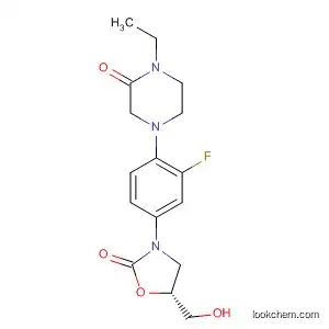 Molecular Structure of 194351-00-3 (Piperazinone,
1-ethyl-4-[2-fluoro-4-[(5R)-5-(hydroxymethyl)-2-oxo-3-oxazolidinyl]phenyl
]-)