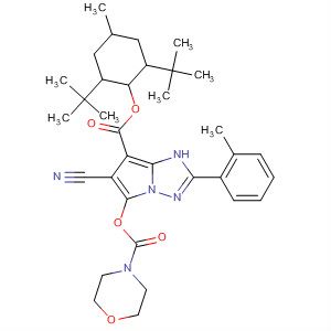 Molecular Structure of 194419-27-7 (1H-Pyrrolo[1,2-b][1,2,4]triazole-7-carboxylic acid,
6-cyano-2-(2-methylphenyl)-5-[(4-morpholinylcarbonyl)oxy]-,
2,6-bis(1,1-dimethylethyl)-4-methylcyclohexyl ester)