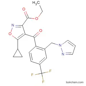 Molecular Structure of 194486-07-2 (3-Isoxazolecarboxylic acid,
5-cyclopropyl-4-[2-(1H-pyrazol-1-ylmethyl)-4-(trifluoromethyl)benzoyl]-,
ethyl ester)