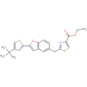 Molecular Structure of 194486-75-4 (4-Thiazolecarboxylic acid,
2-[[2-[4-(1,1-dimethylethyl)-2-thiazolyl]-5-benzofuranyl]methyl]-, ethyl
ester)