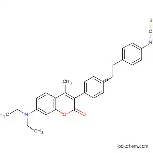 Molecular Structure of 194540-00-6 (2H-1-Benzopyran-2-one,
7-(diethylamino)-3-[4-[2-(4-isothiocyanatophenyl)ethenyl]phenyl]-4-meth
yl-)