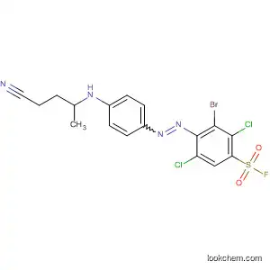 Molecular Structure of 194595-06-7 (Benzenesulfonyl fluoride,
3-bromo-2,5-dichloro-4-[[4-[(2-cyanoethyl)ethylamino]phenyl]azo]-)