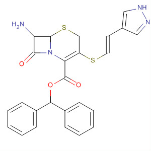 5-Thia-1-azabicyclo[4.2.0]oct-2-ene-2-carboxylic acid, 7-amino-8-oxo-3-[[(1E)-2-(1H-pyrazol-4-yl)ethenyl]thio]-, diphenylmethyl ester, (6R,7R)-
