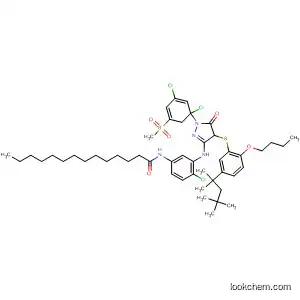 Molecular Structure of 194932-78-0 (Tetradecanamide,
N-[3-[[4-[[2-butoxy-5-(1,1,3,3-tetramethylbutyl)phenyl]thio]-1-[2,6-dichlor
o-4-(methylsulfonyl)phenyl]-4,5-dihydro-5-oxo-1H-pyrazol-3-yl]amino]-4-
chlorophenyl]-)