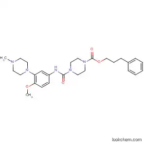 Molecular Structure of 194943-84-5 (1-Piperazinecarboxylic acid,
4-[[[4-methoxy-3-(4-methyl-1-piperazinyl)phenyl]amino]carbonyl]-,
3-phenylpropyl ester)
